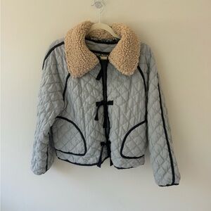 THE GREAT.  women’s quilted reversible jacket with Sherpa collar size 2